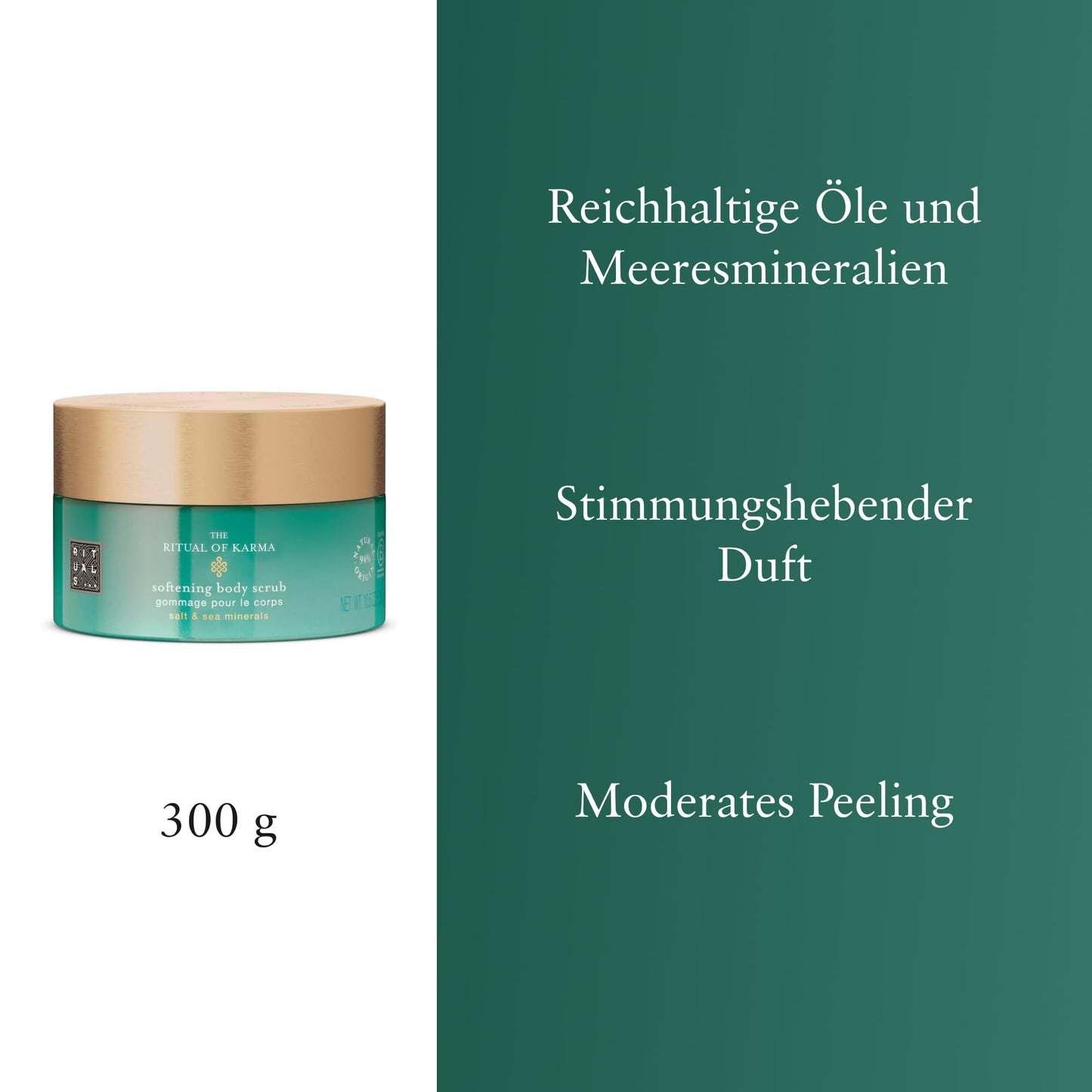 RITUALS Body Scrub The Ritual of Karma – Körperpeeling mit Lotus, weißem Tee, Salz und Meeresmineralien – 94% Inhaltsstoffe natürlichen Ursprungs – 300 g